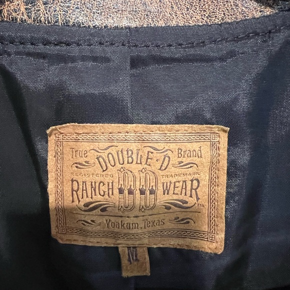 Double D Ranch Red and Black Leather Fringe Jacket-Vintage - Picture 2 of 8